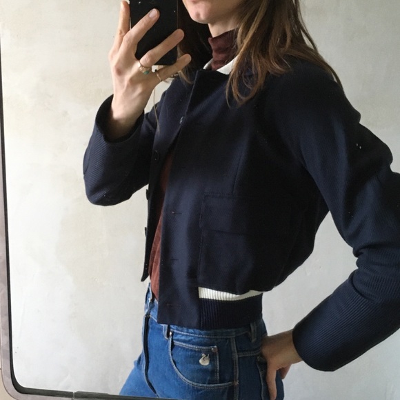 Victor Victoria navy varsity style jacket sz S - Picture 5 of 14